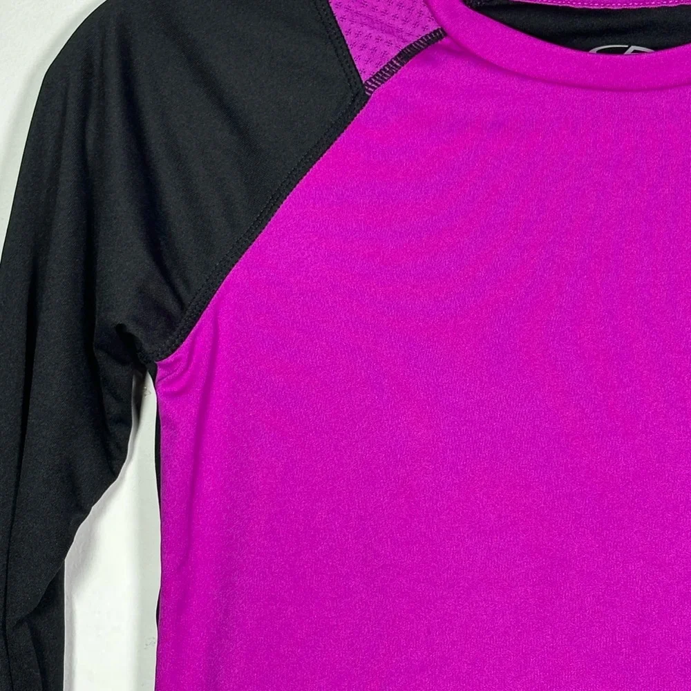 Champion Duo Dry Magenta Black Long Sleeve Athletic Workout Shirt tee L‎ 10-12